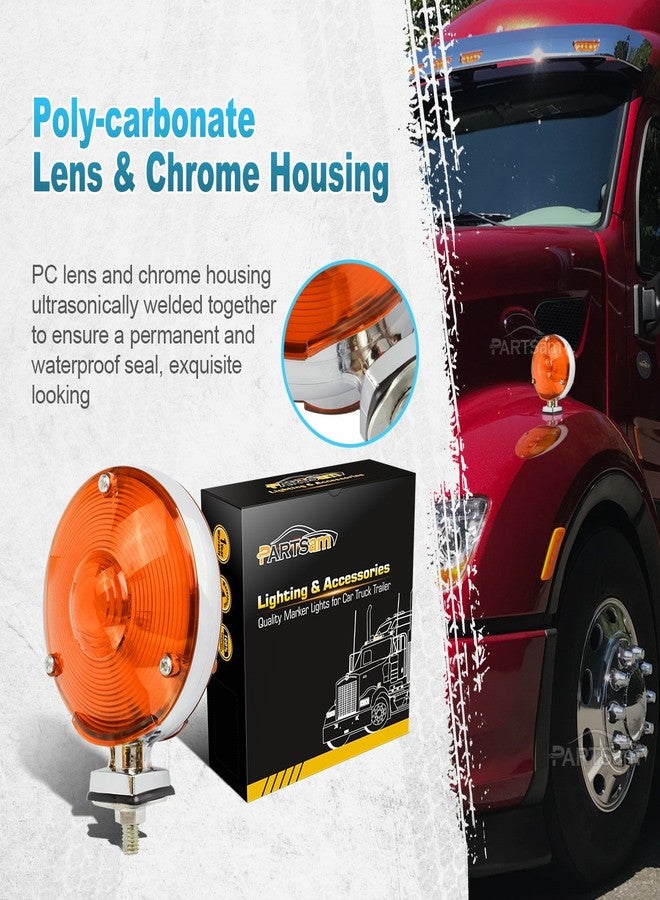 Partsam 2Pcs 4 Inch Round Double Face Star Led Pedestal Lights Mount Stop Tail Brake Turn Signal Lights Trucks Semi Trailers Tractors Fender Mount Lights Lamps DOT Compliant - Image 3